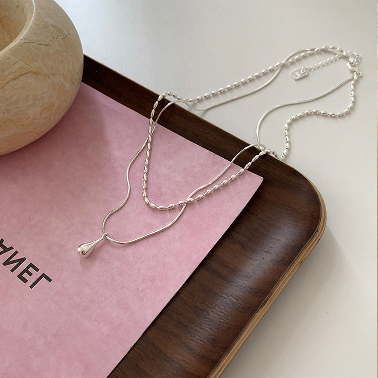 Minimal Teardrop Layered Necklace