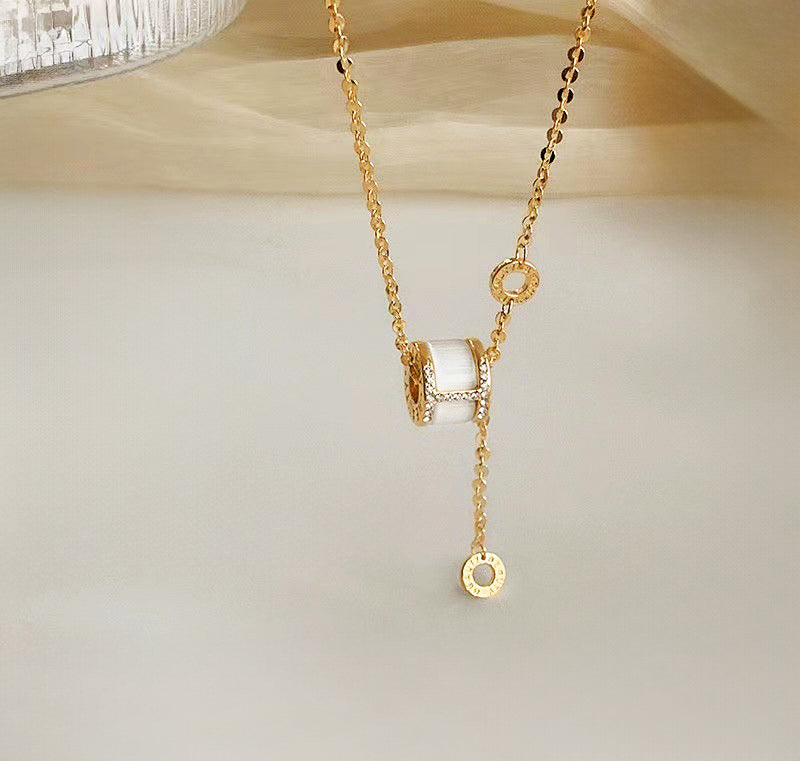 Glossy Barrel Pendant Drop Necklace