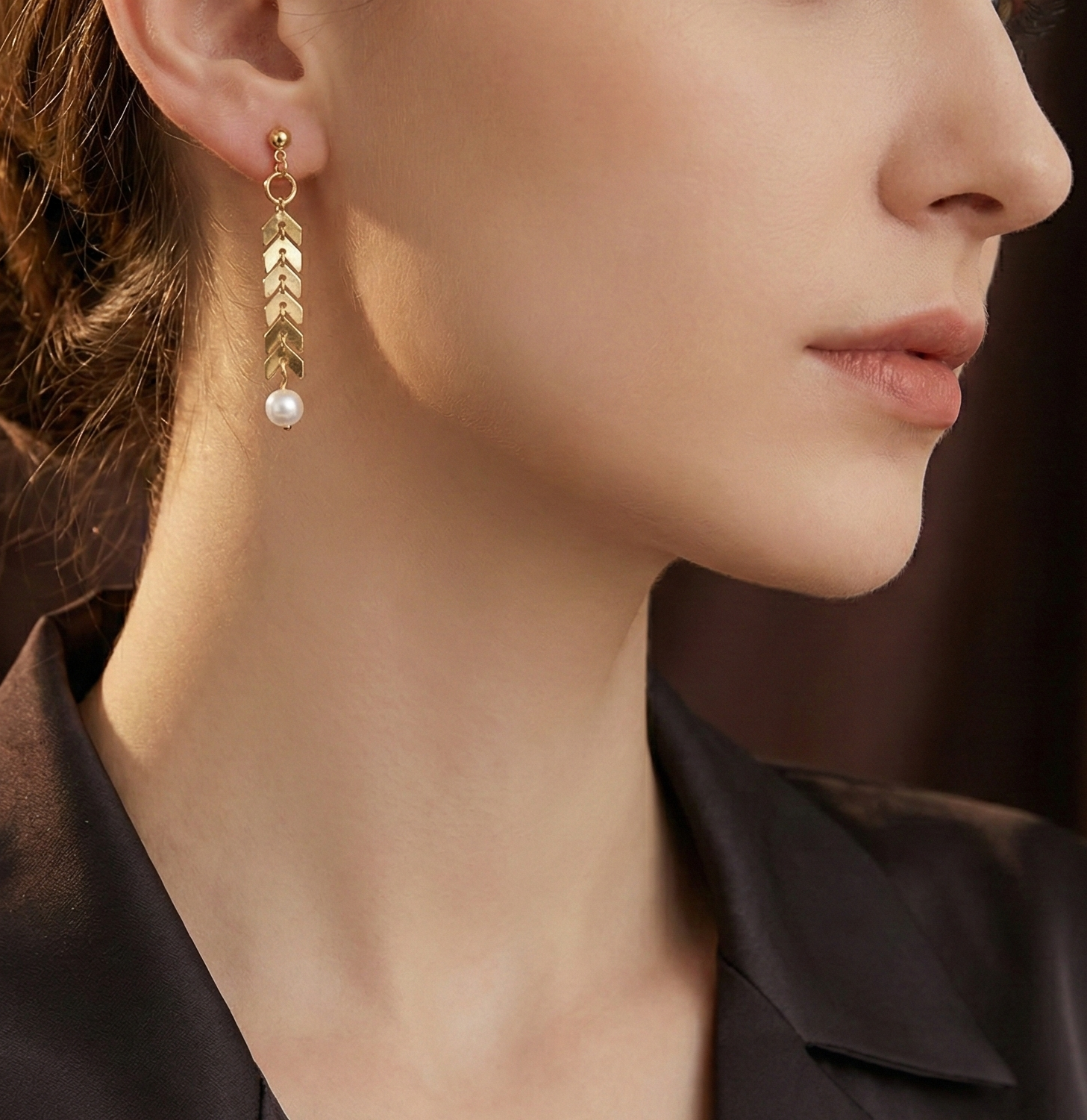 Golden Leaf Pearl Set