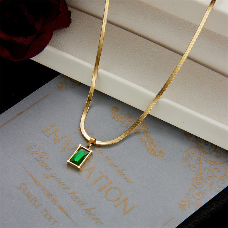 Emerald Rectangle Pendant Set Necklace