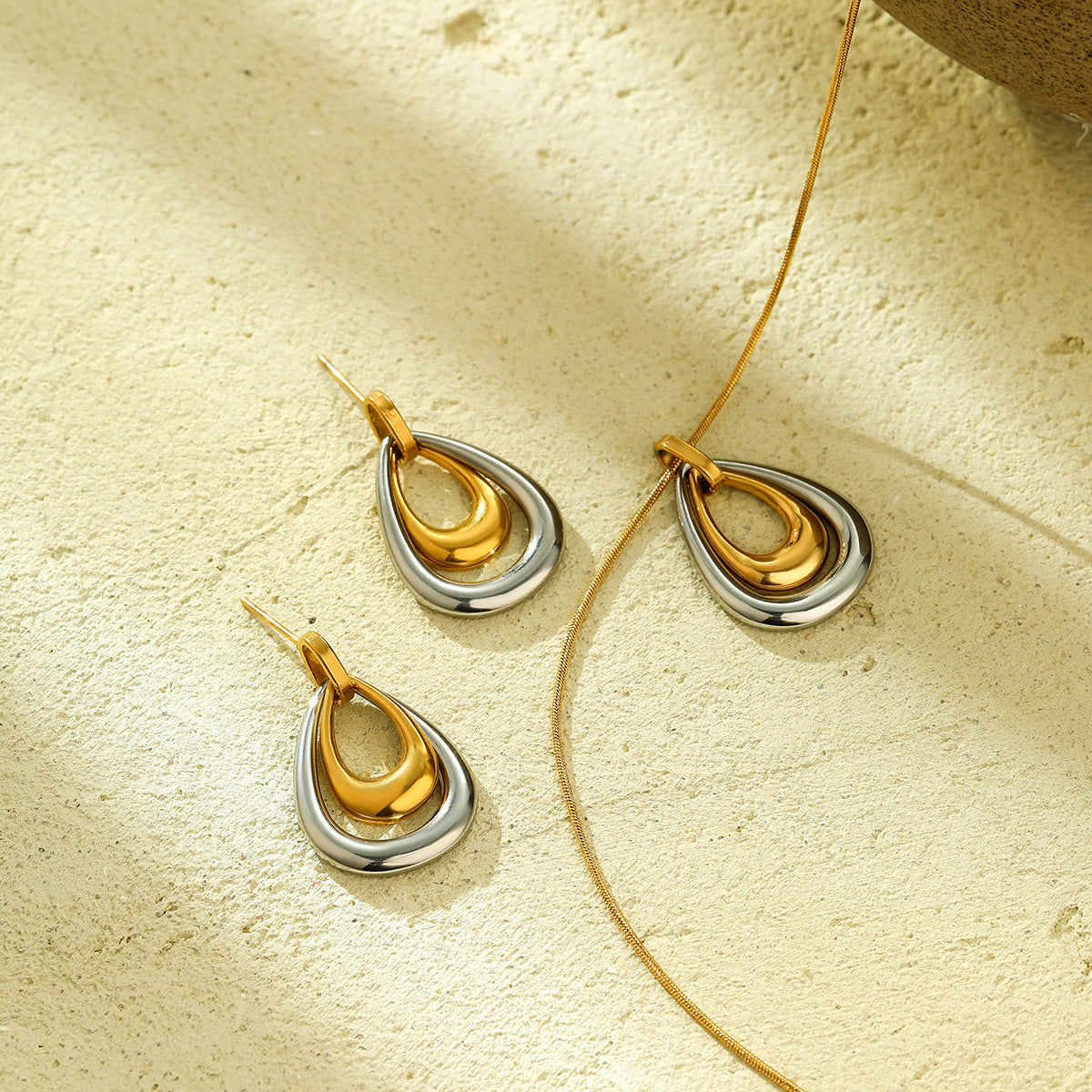 Dual-Tone Teardrop Earrings