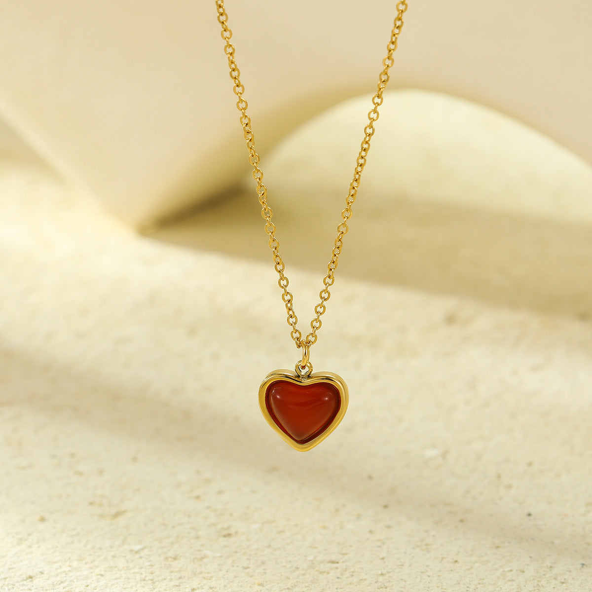 Heart Red Stone Necklace