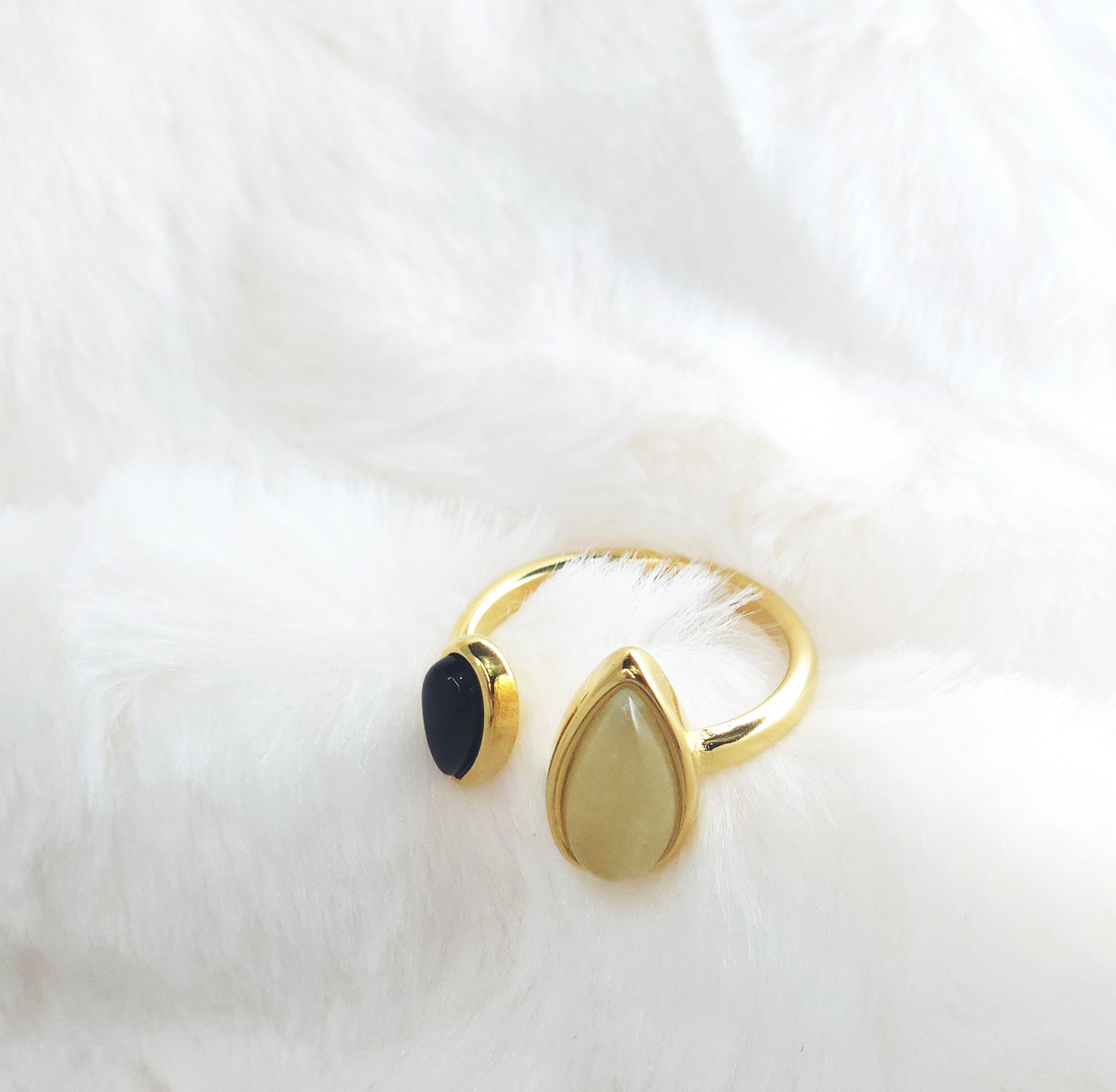 Dual Drop Stone Open Ring