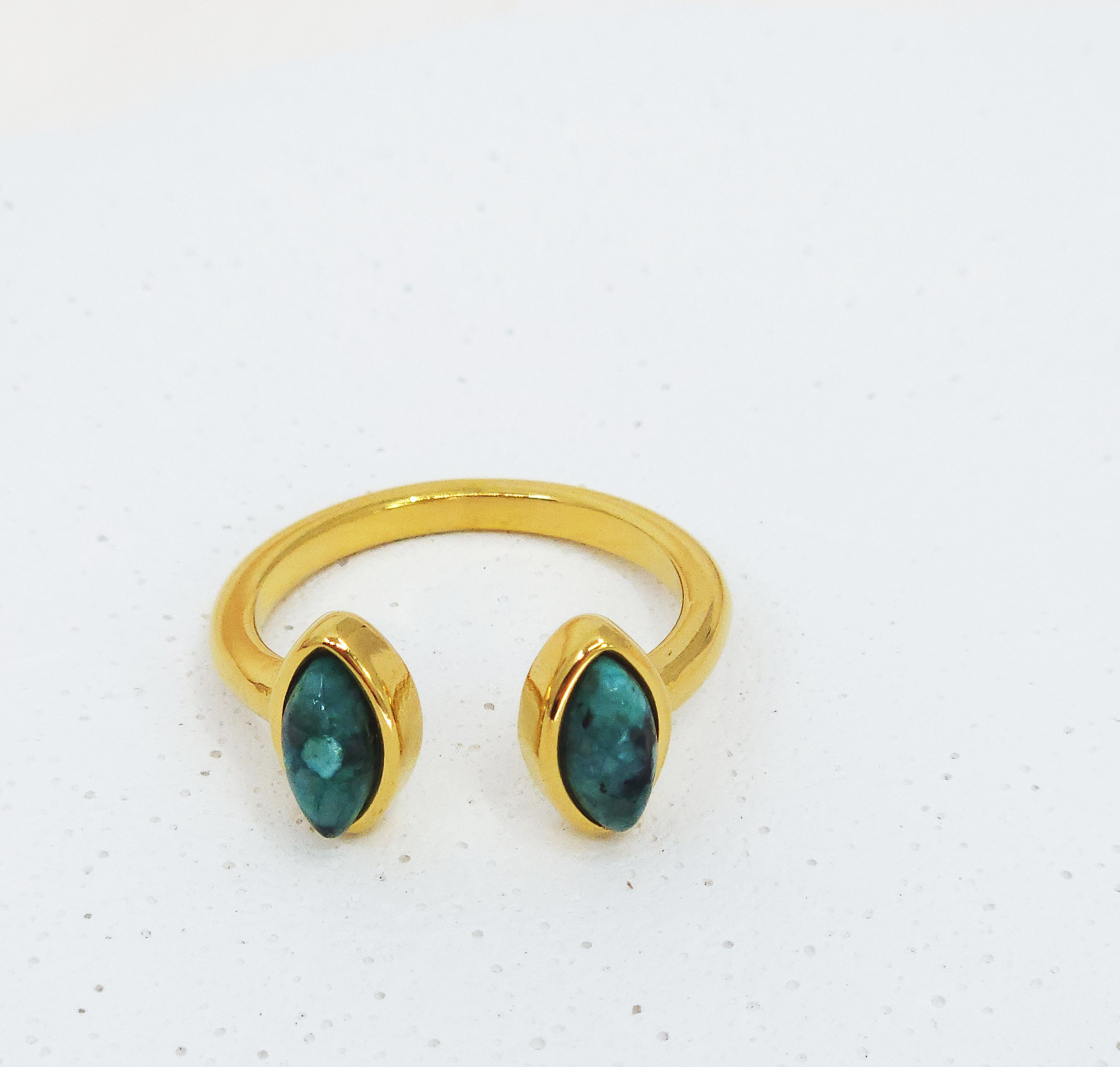 Green Oval Double Stone Ring