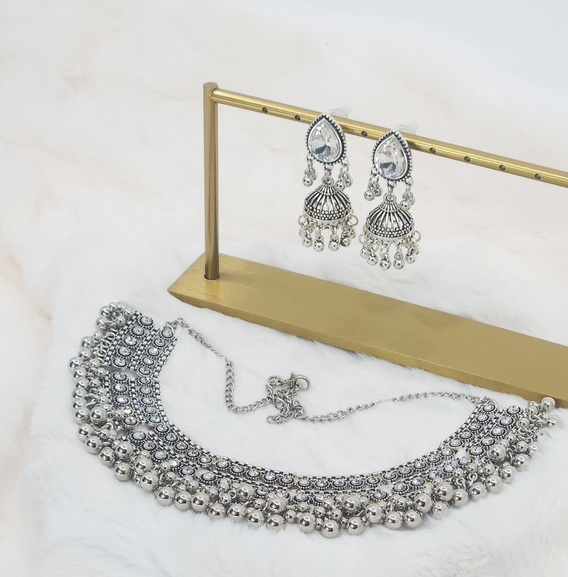 Royal Jhumka Silver Set
