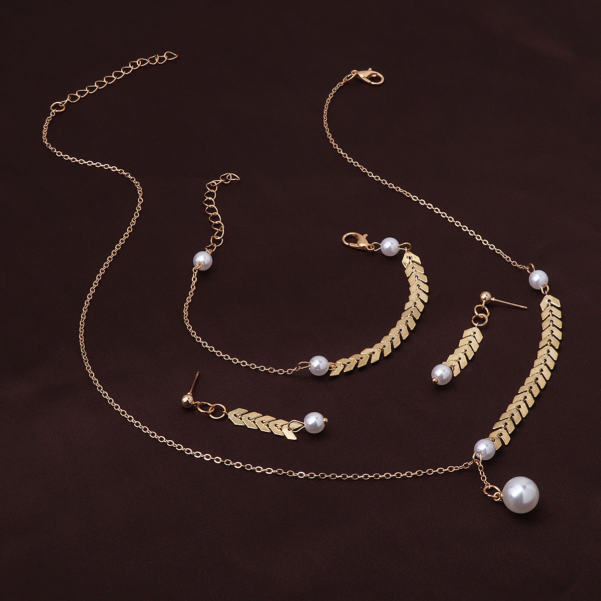 Golden Leaf Pearl Set