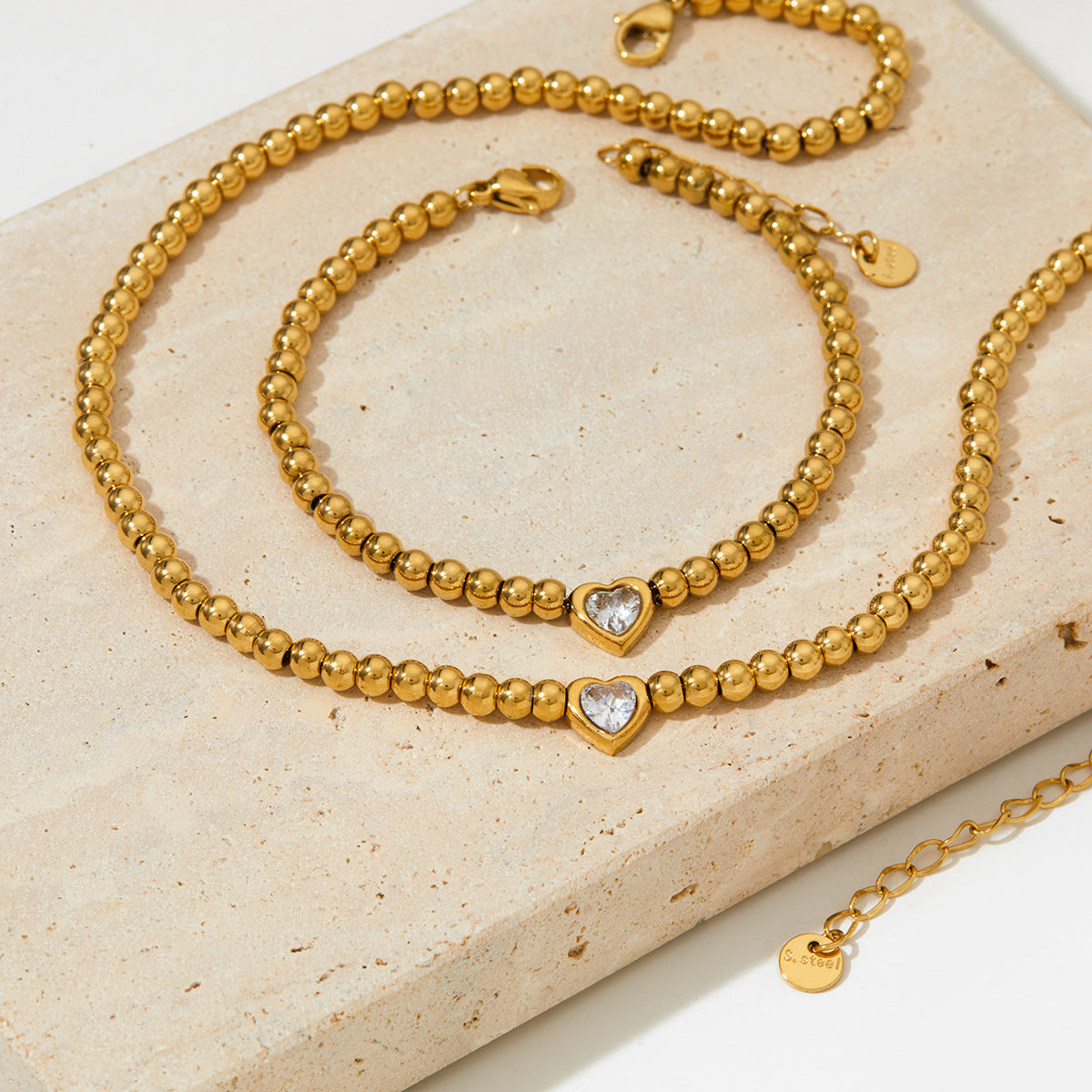 Heart Center Ball Chain Necklace