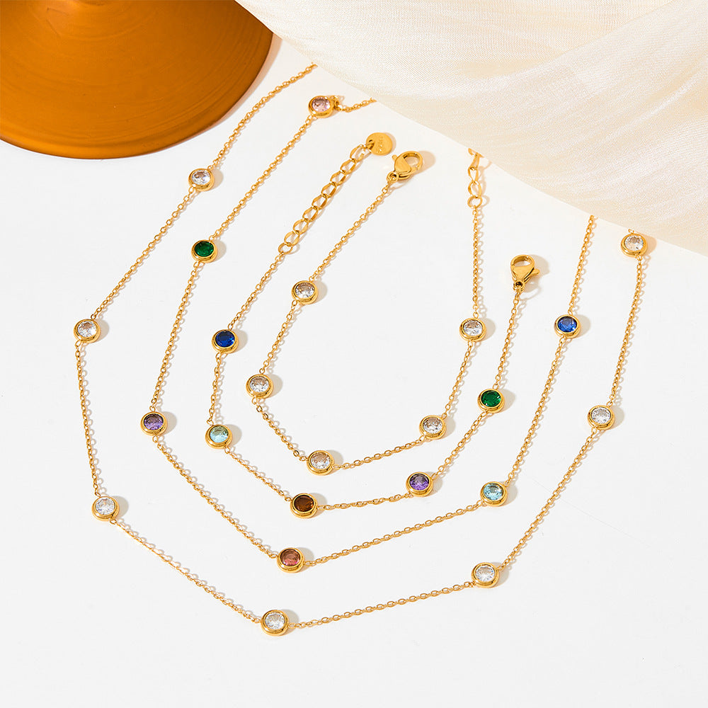 Zirconia Dot Chain Necklace