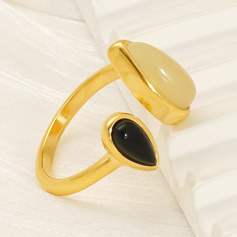 Drop Stone Ring Dual Drop Stone Open Ring – J'adore Bijou