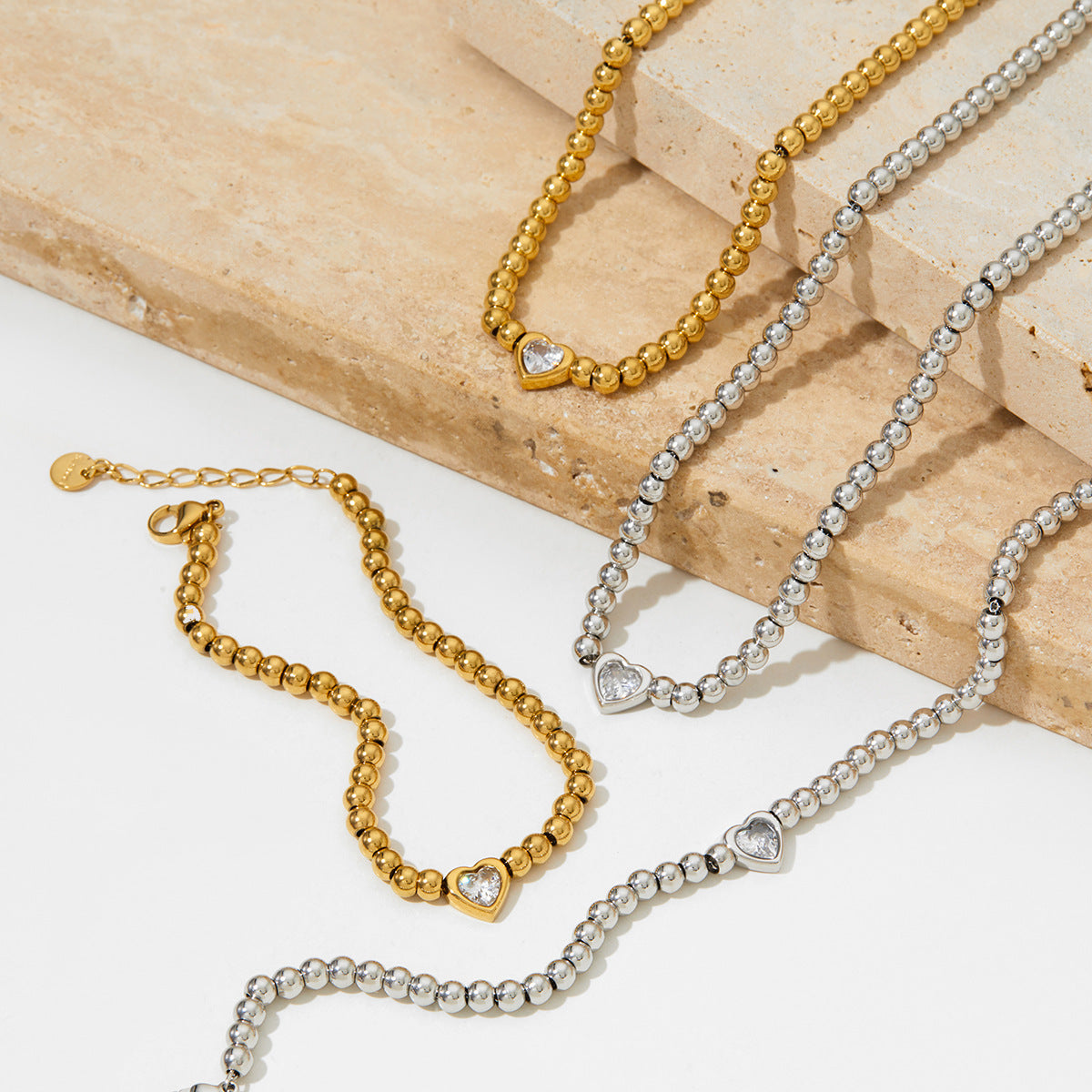 Heart Center Ball Chain Necklace