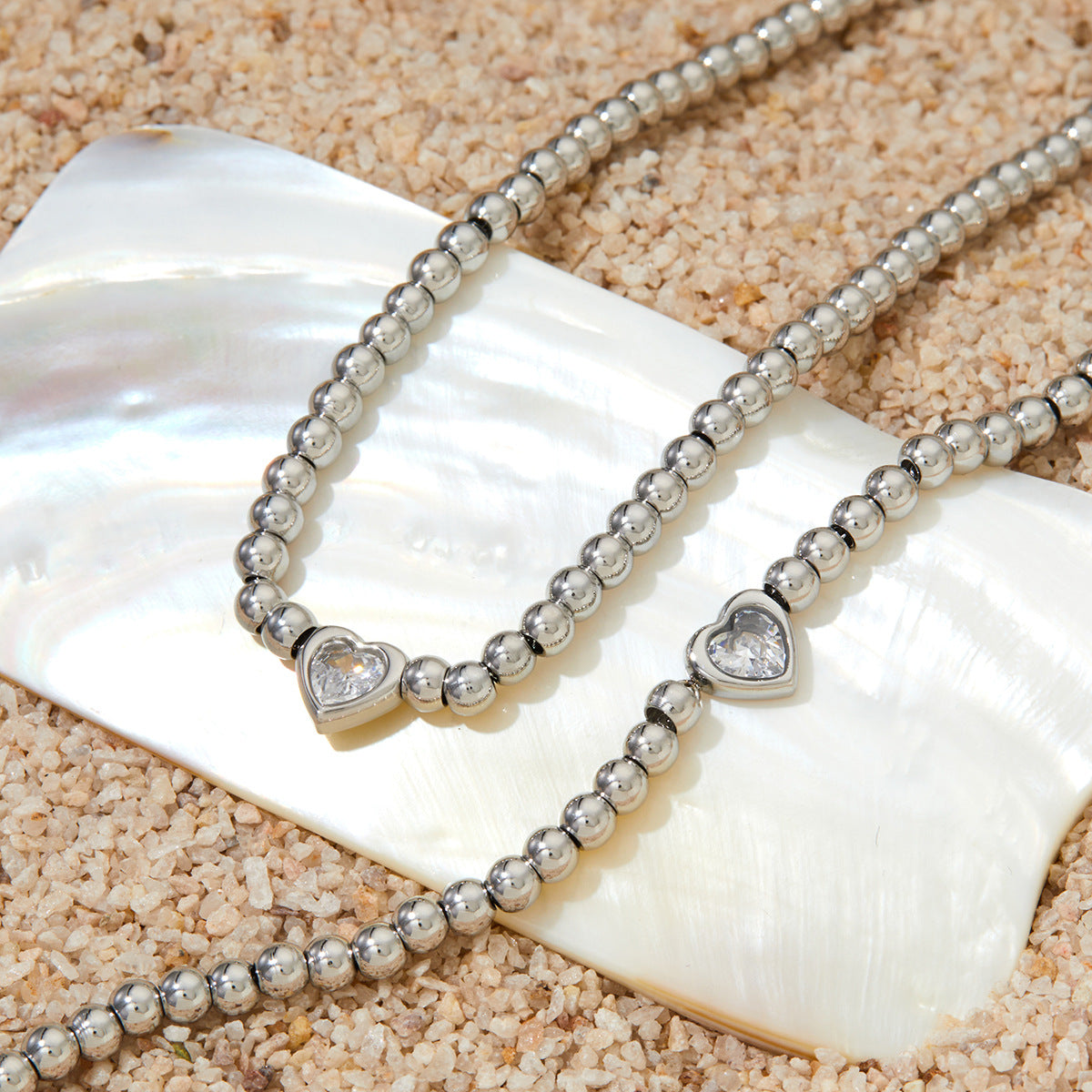 Heart Center Ball Chain Necklace