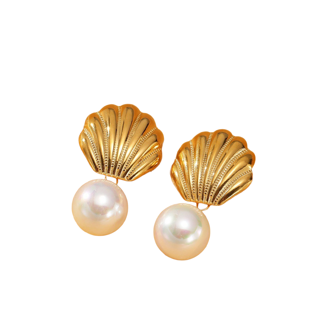 Shell & Pearl Drop Earrings