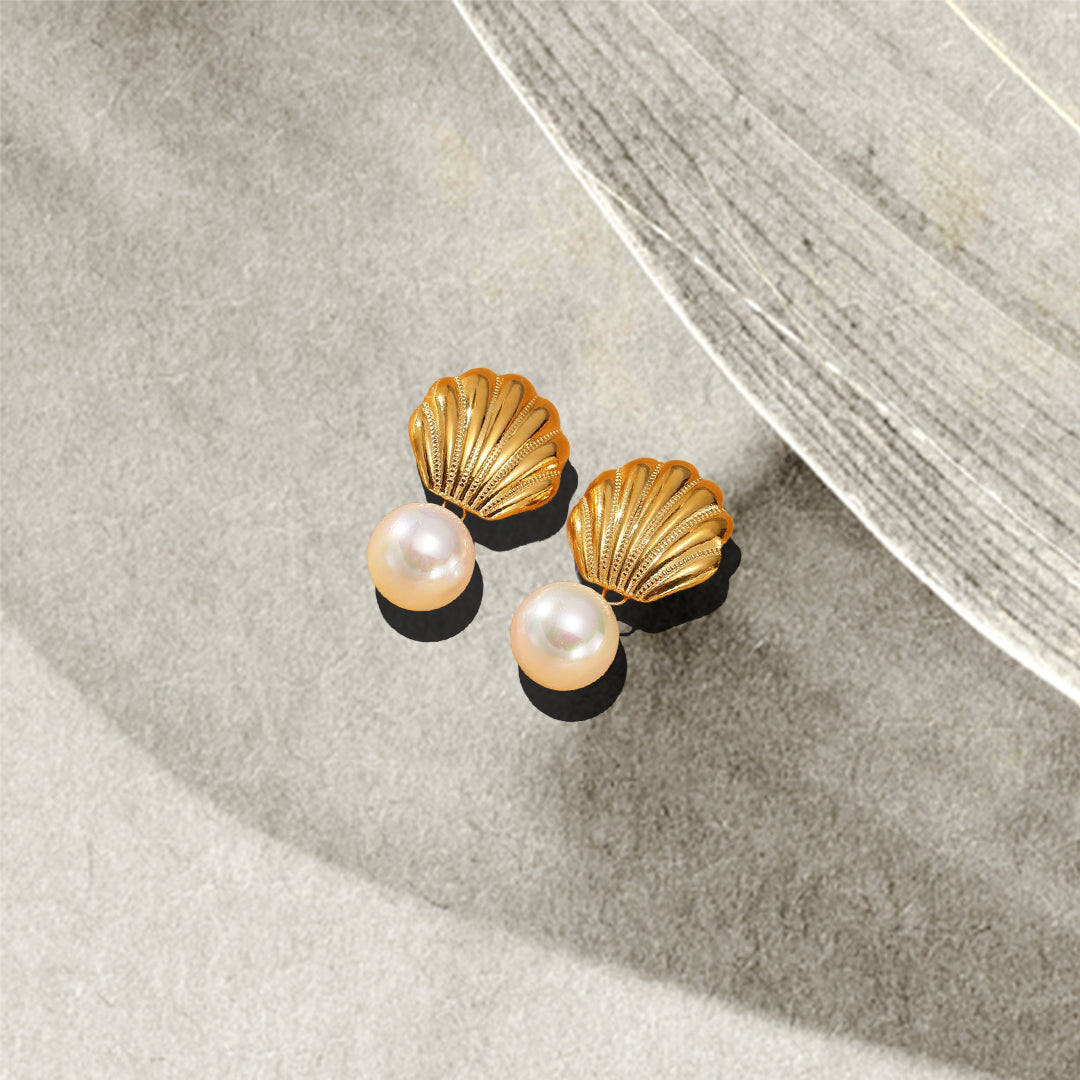Shell & Pearl Drop Earrings