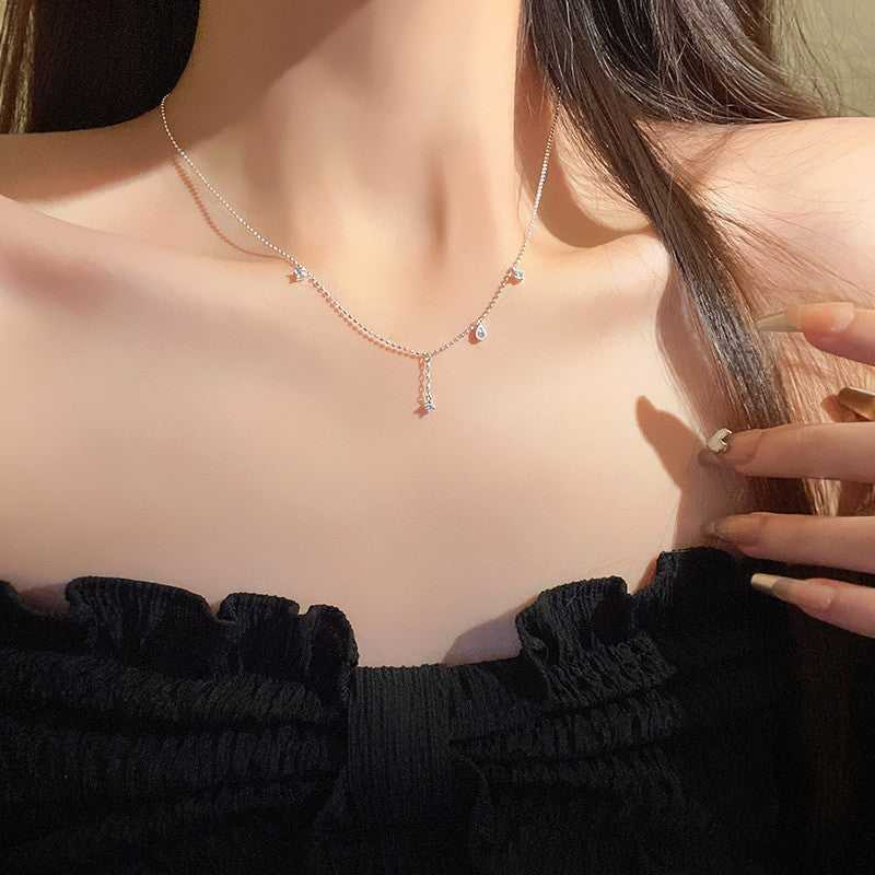 Star & Drop Charm Silver Necklace