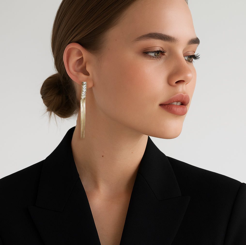 Crystal & Chain Fringe Earrings