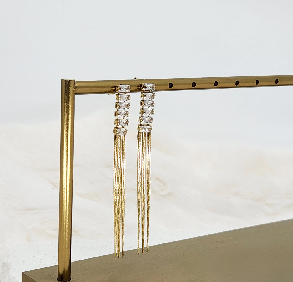 Crystal & Chain Fringe Earrings