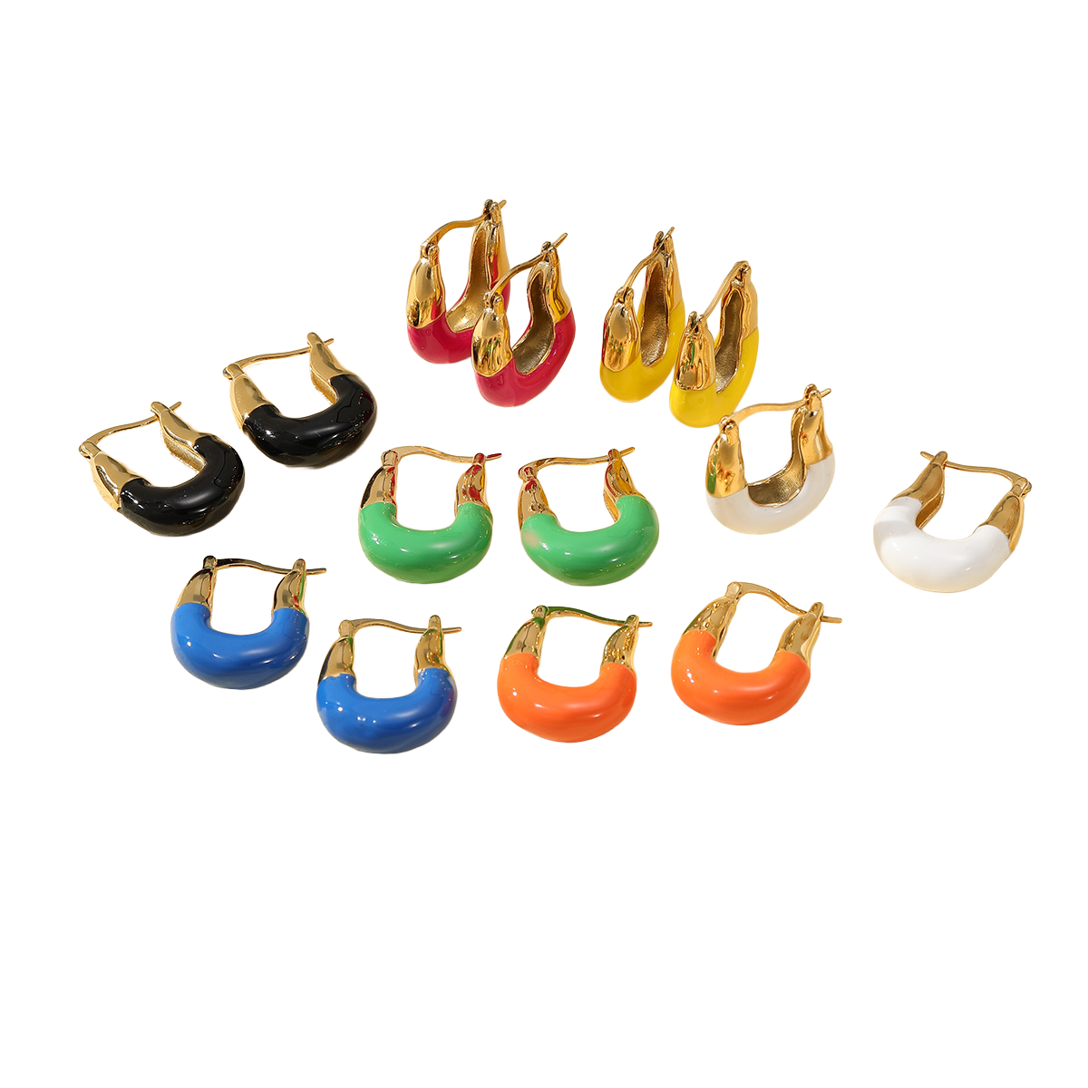 Enamel Chunky Hoop Earrings