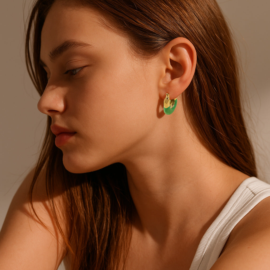 Enamel Chunky Hoop Earrings