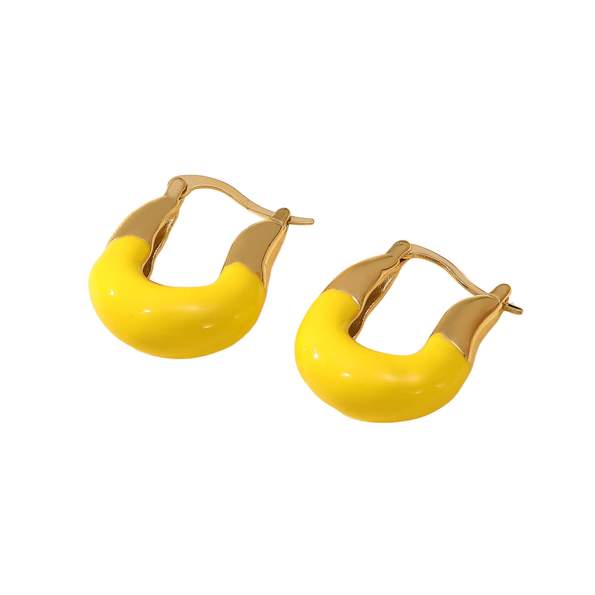 Enamel Chunky Hoop Earrings