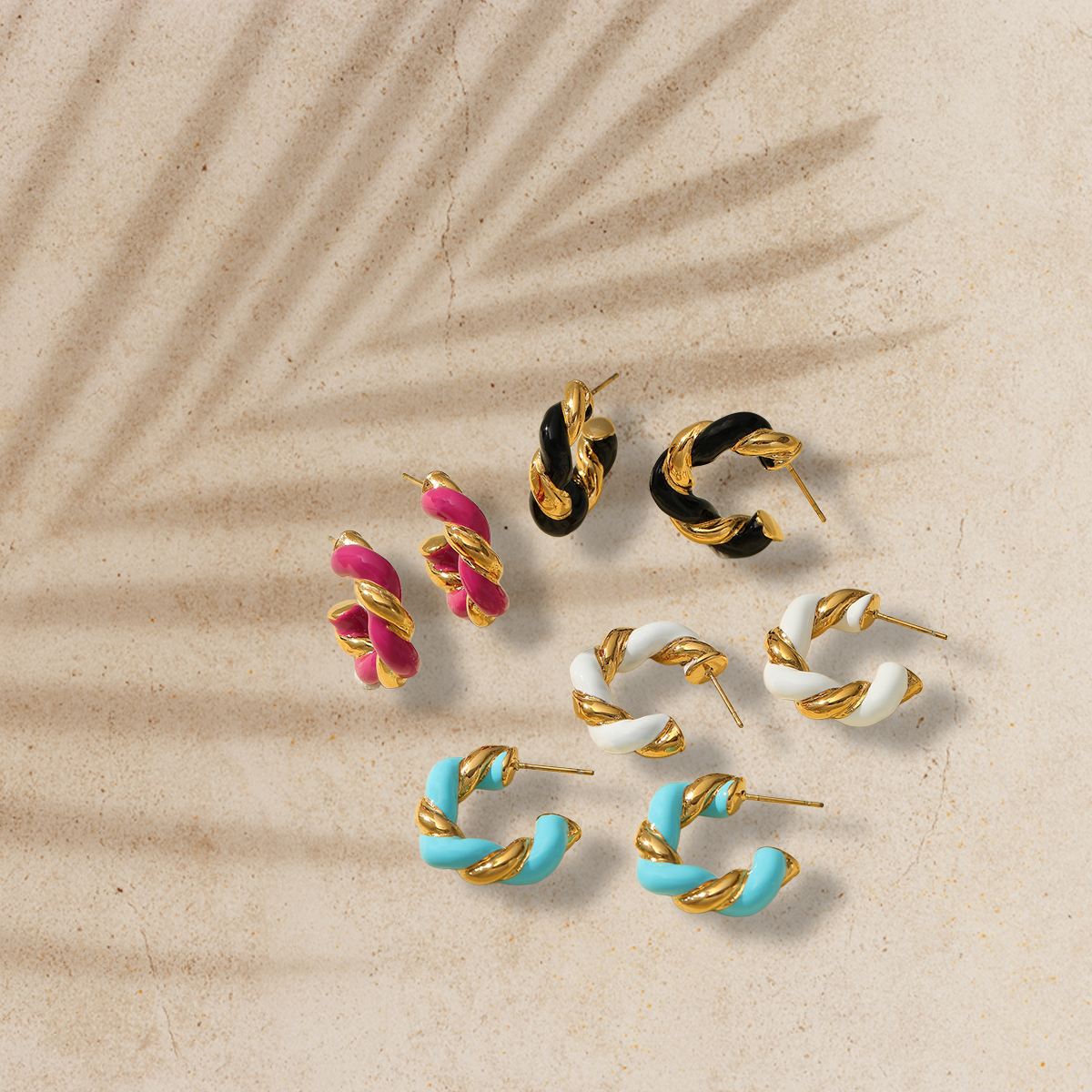 Twisted Enamel Hoop Earrings