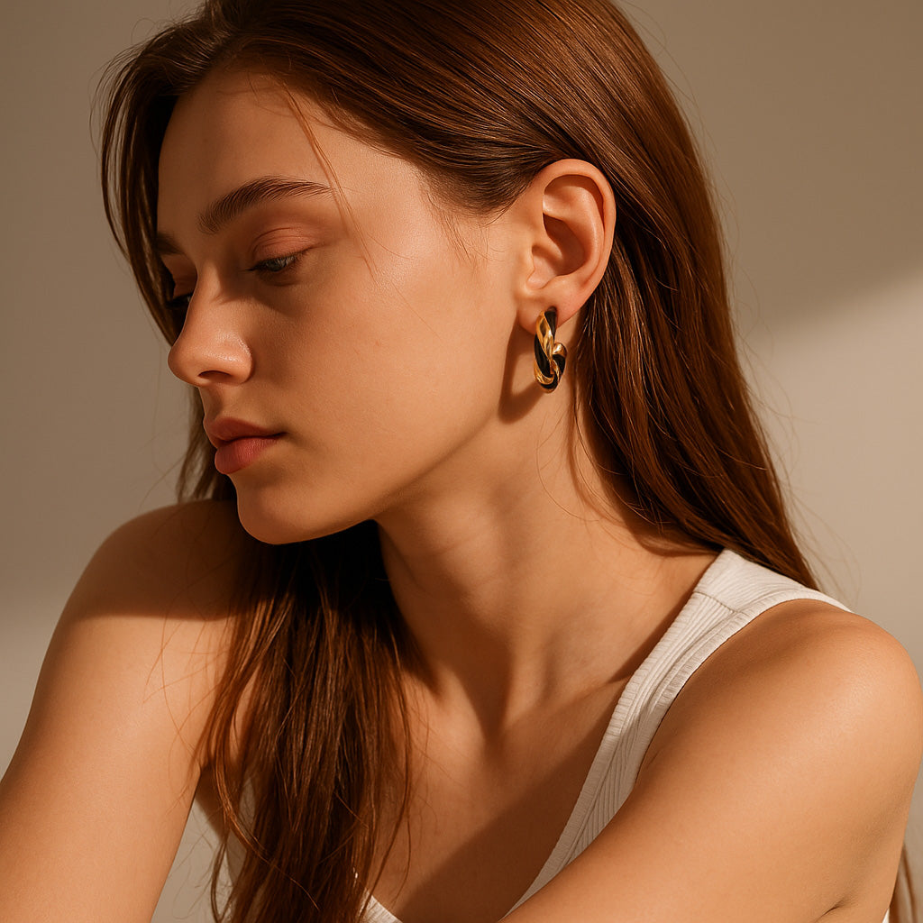 Twisted Enamel Hoop Earrings