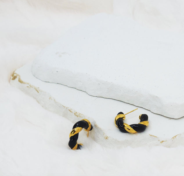 Twisted Enamel Hoop Earrings