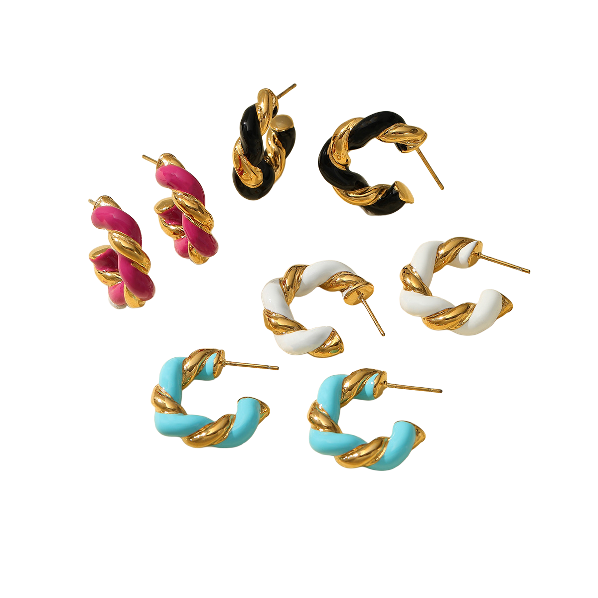 Twisted Enamel Hoop Earrings