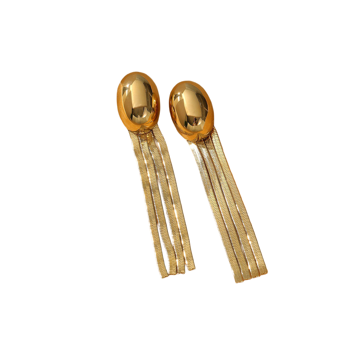 Oval Top Fringe Drop Earrings