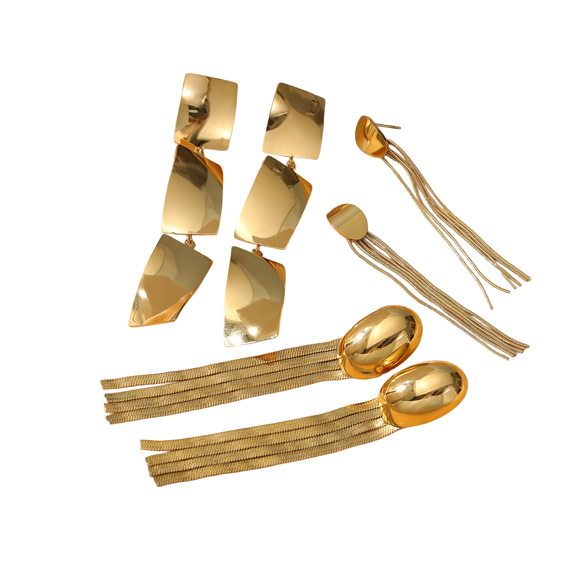 Oval Top Fringe Drop Earrings