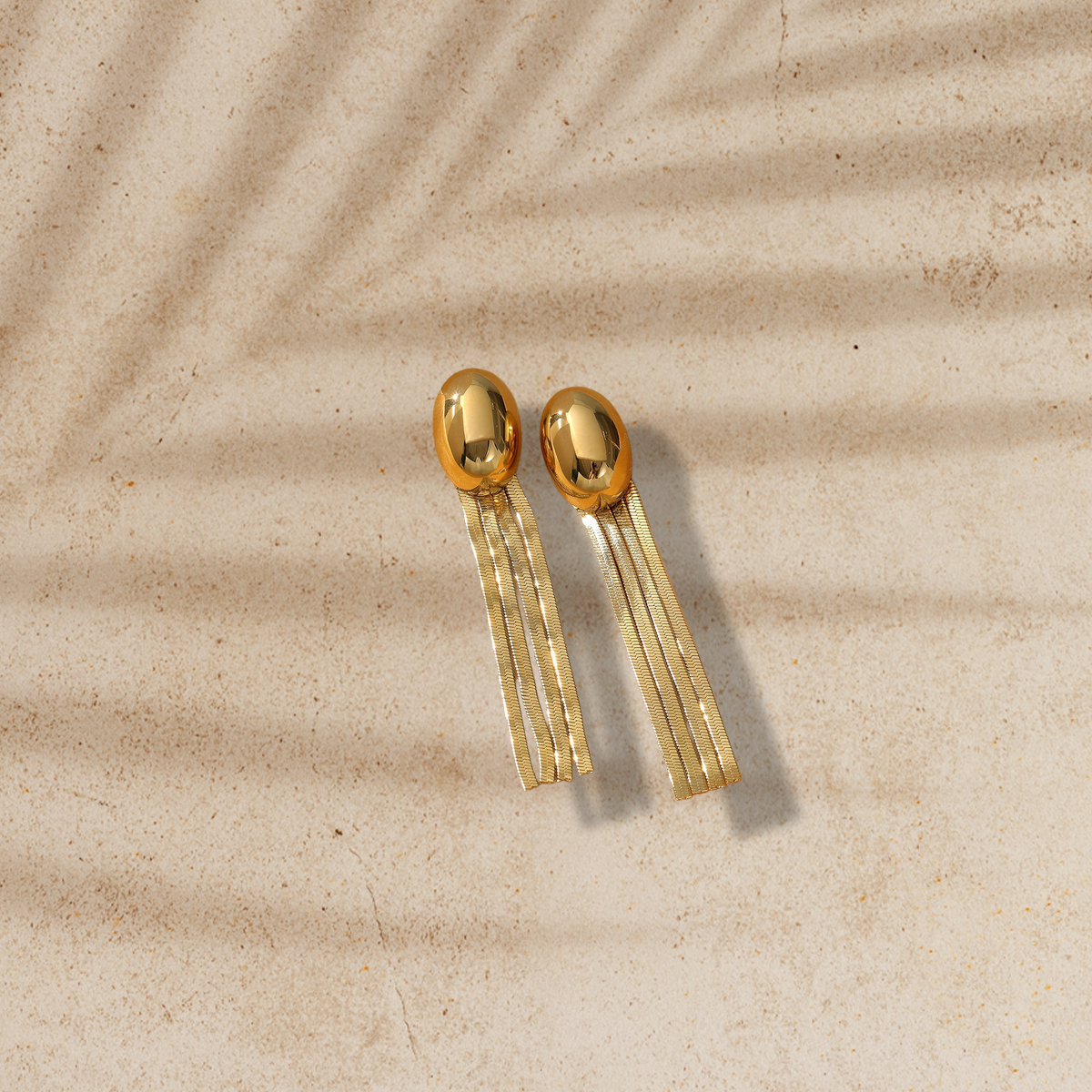 Oval Top Fringe Drop Earrings