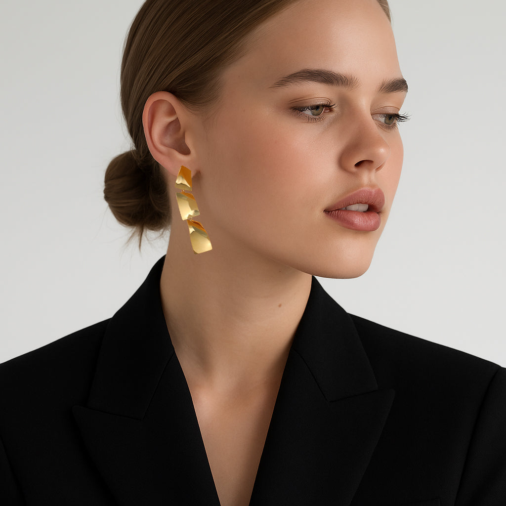 Geometric Plate Drop Earrings