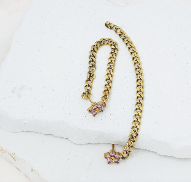 Flower Chain Drop Earrings