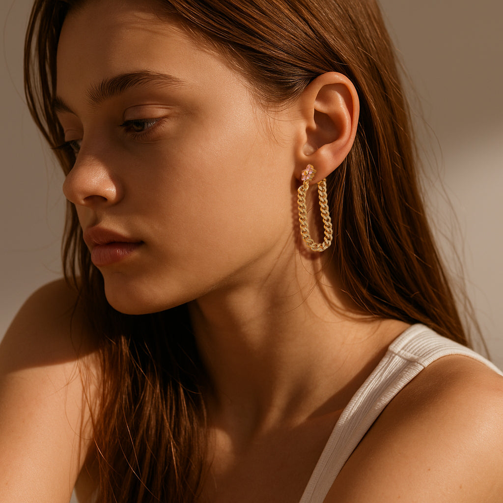 Flower Chain Drop Earrings