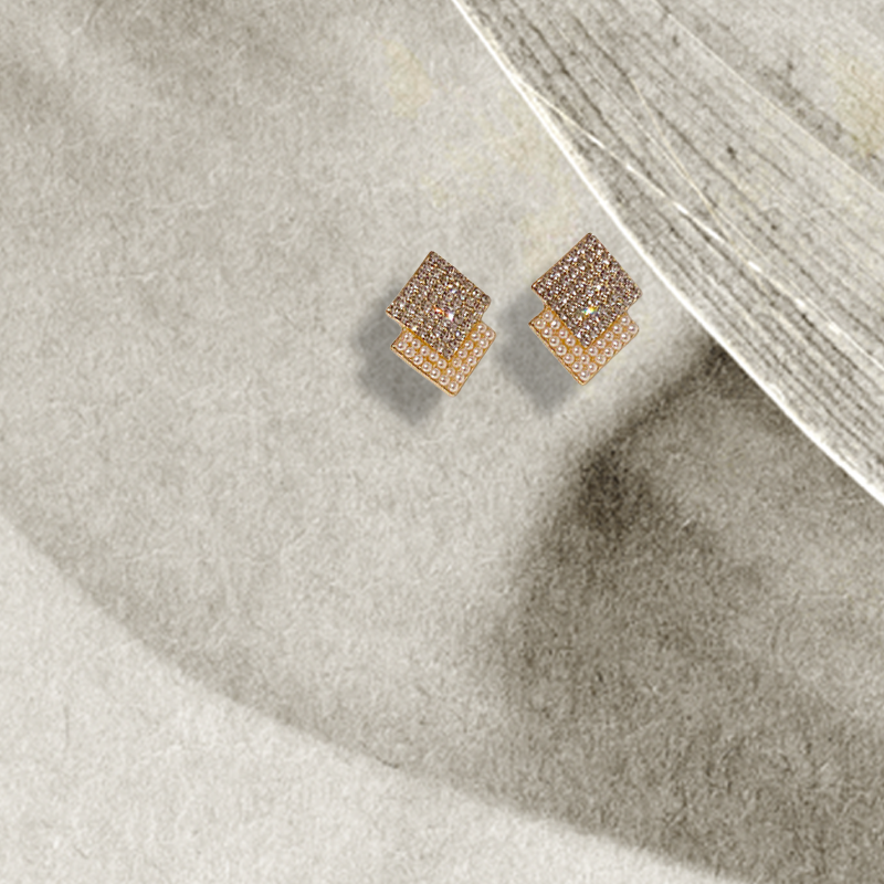 Layered Square Stud Earrings