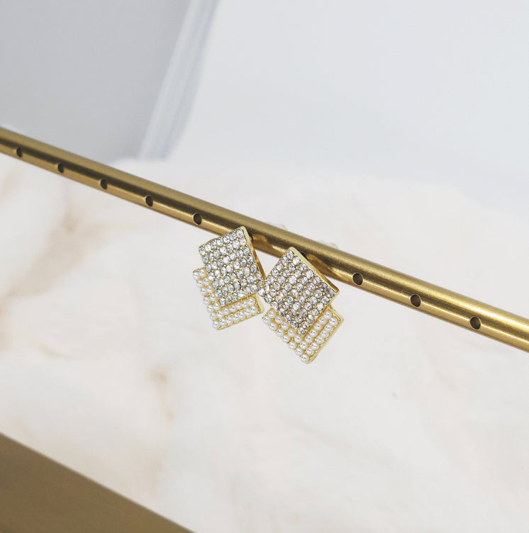 Layered Square Stud Earrings