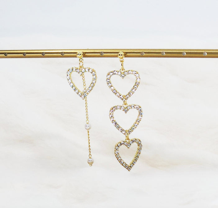 Asymmetric Heart Drop Earrings