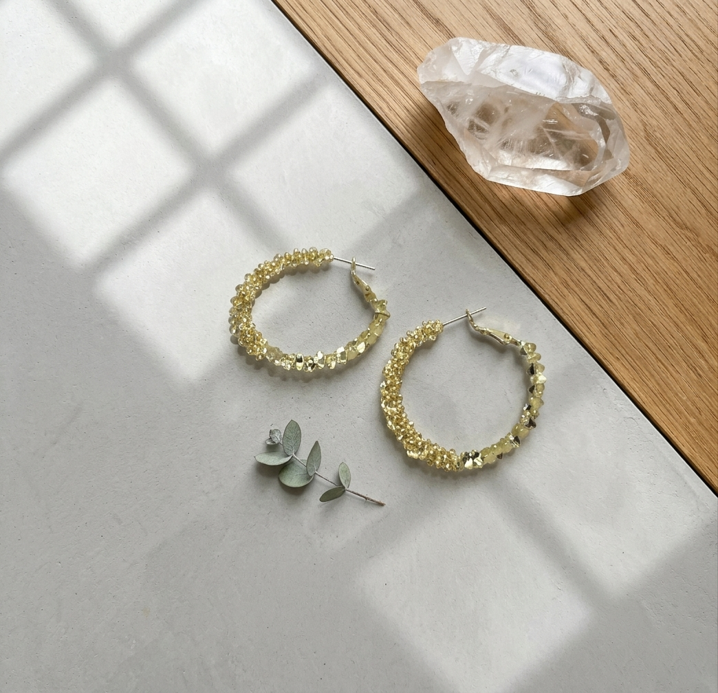 Stone Hoop Earrings
