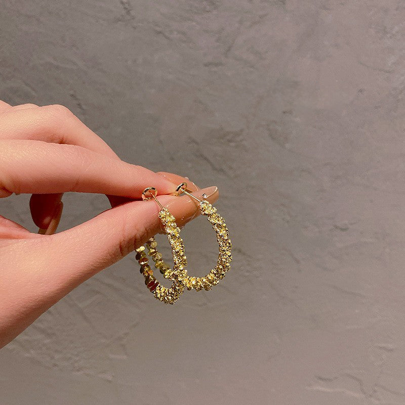 Stone Hoop Earrings