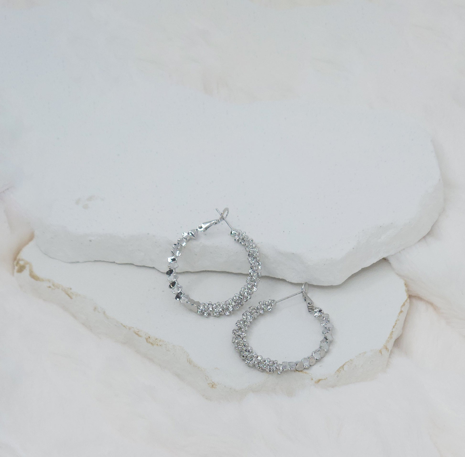 Stone Hoop Earrings