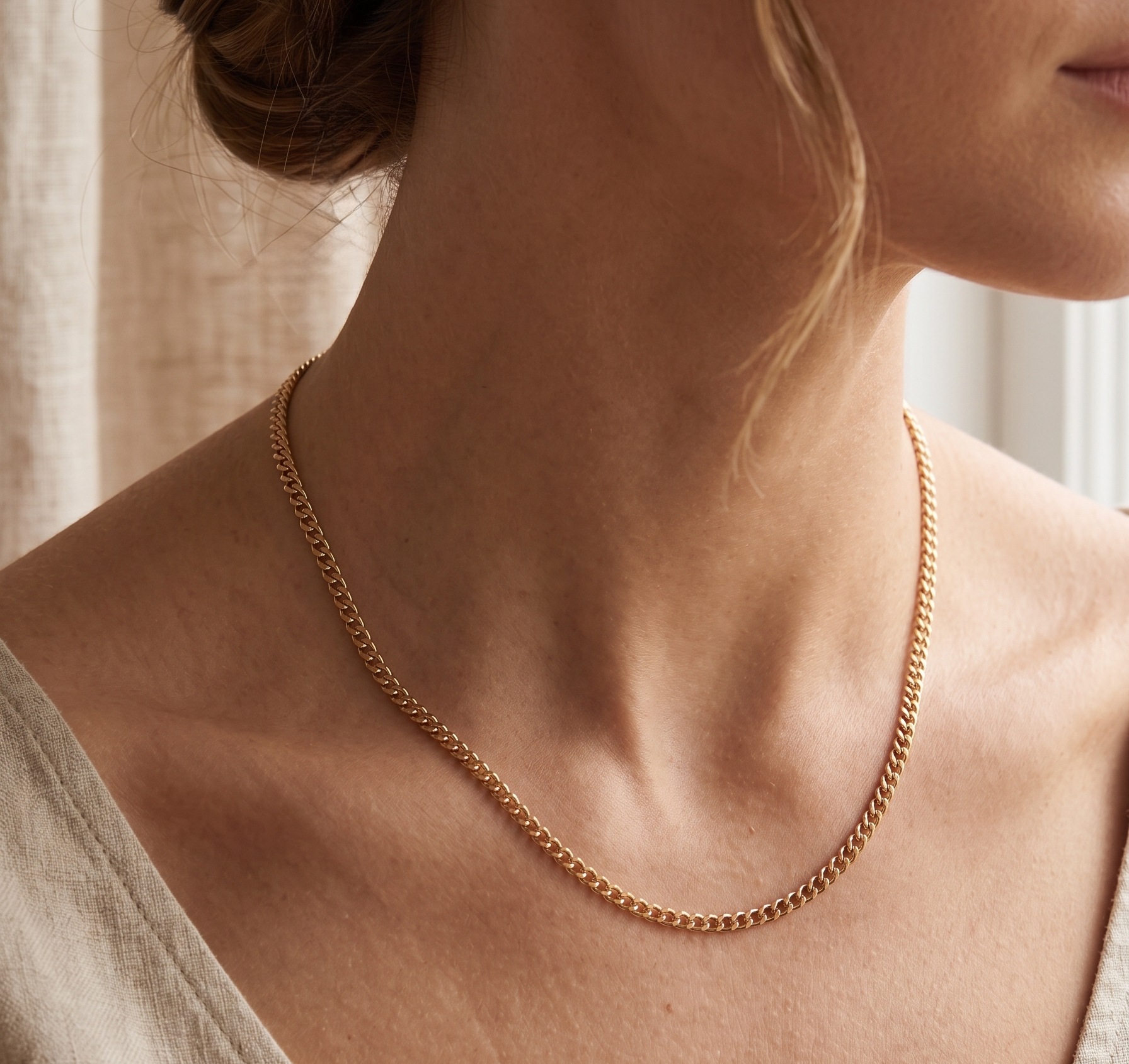 Wavy Cross Gold Chain Necklace