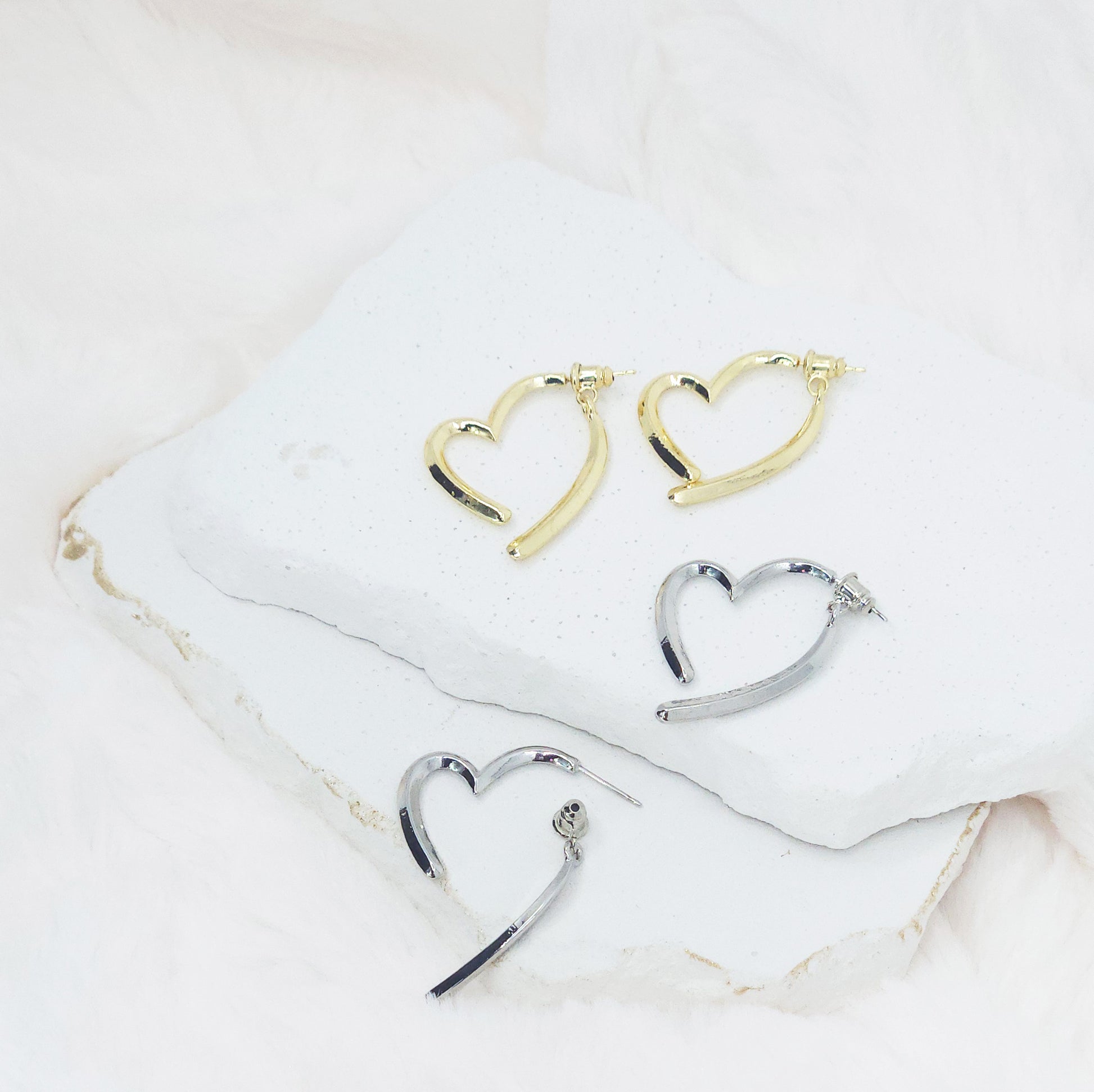 Open Heart Hoop Earrings