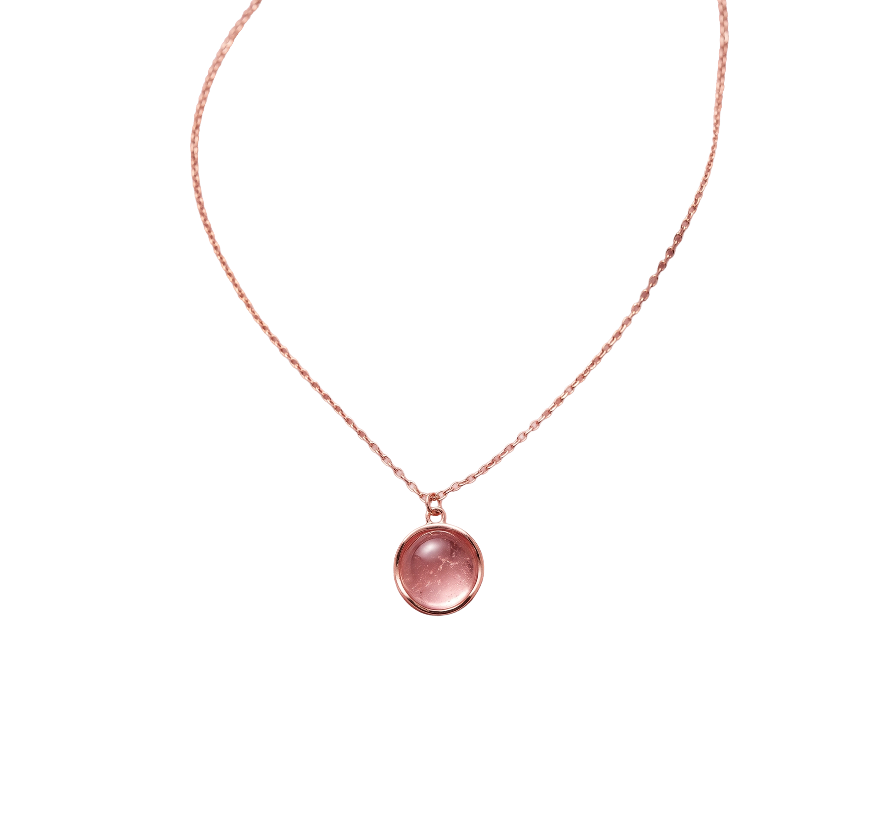 Rose Gold Moon Dome Pendant Necklace