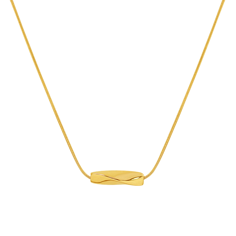 Geometric Twist Tube Pendant Necklace