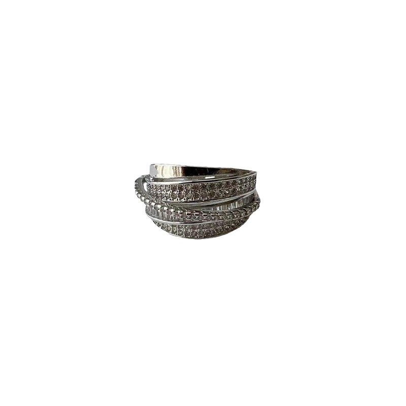 Layered Crystal Band Ring
