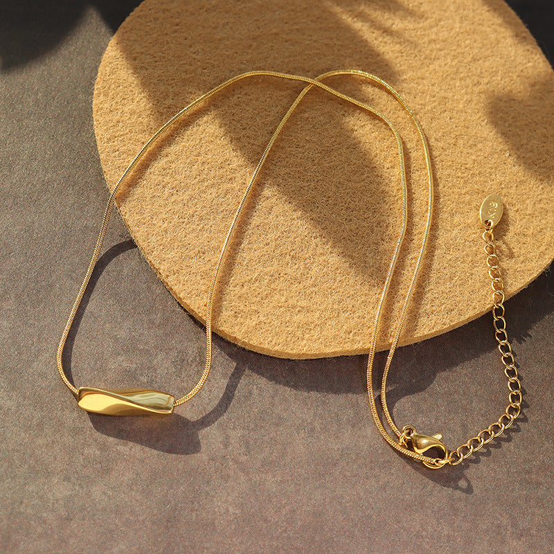 Geometric Twist Tube Pendant Necklace