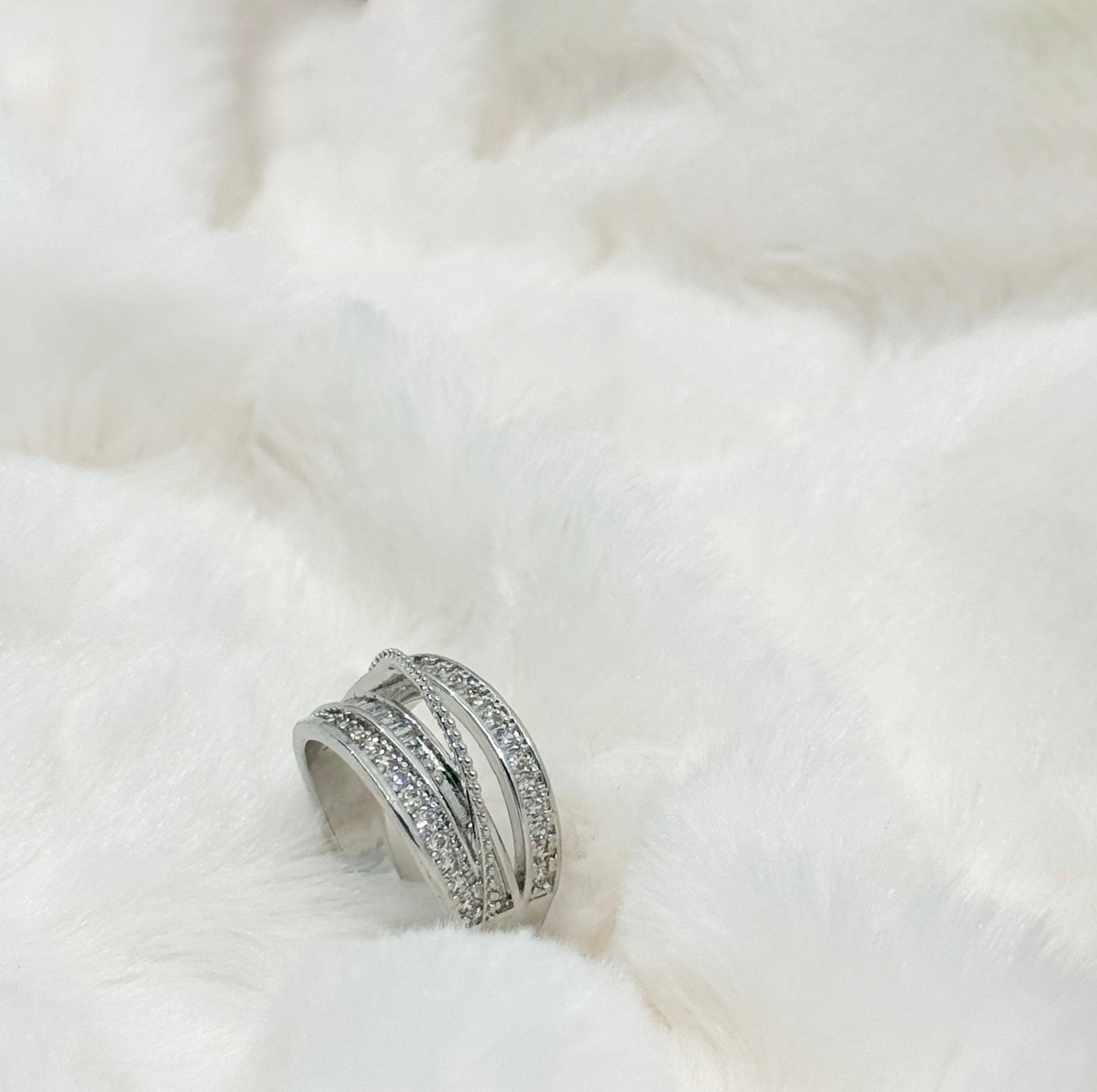 Layered Crystal Band Ring