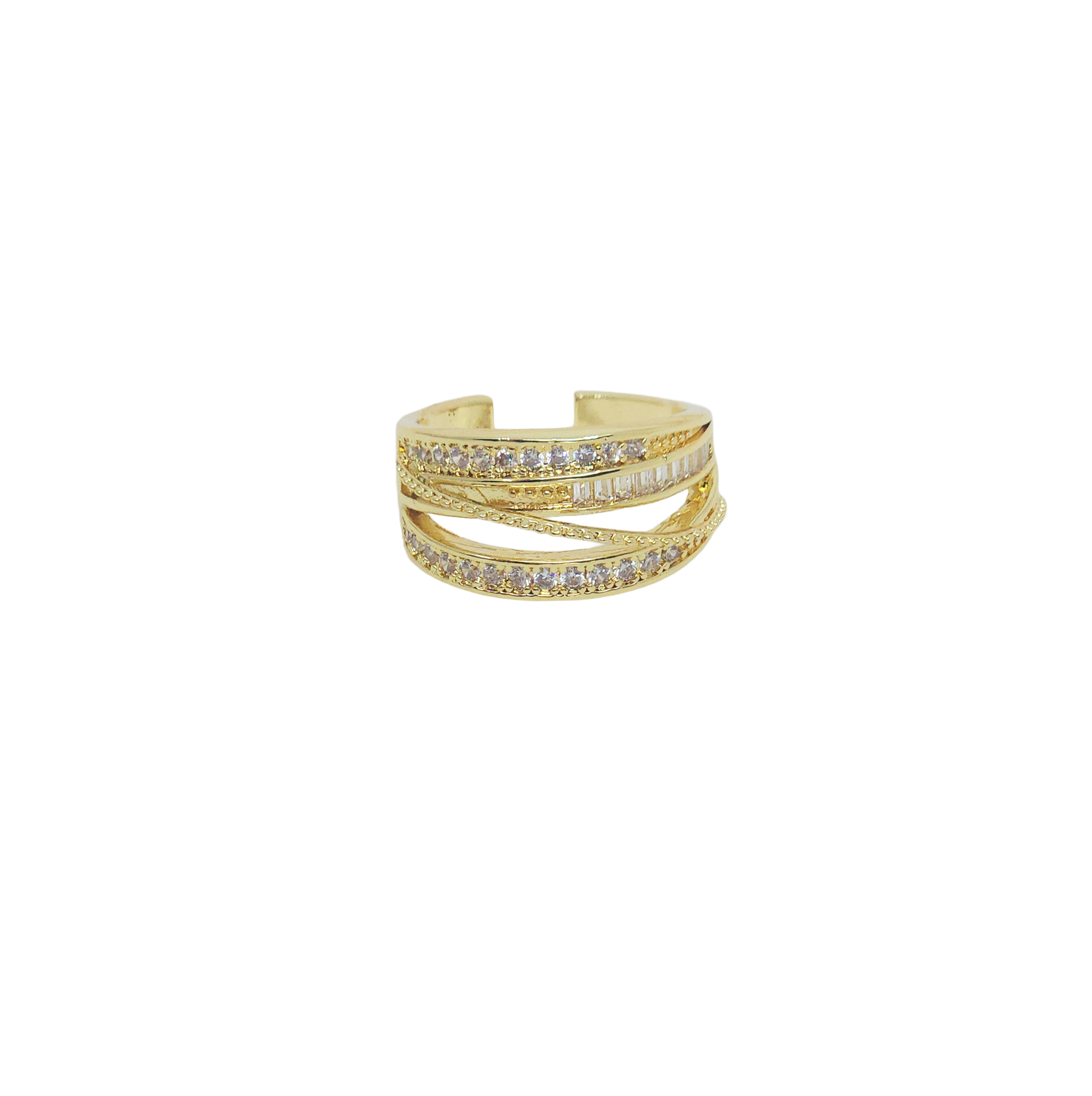 Layered Crystal Band Ring