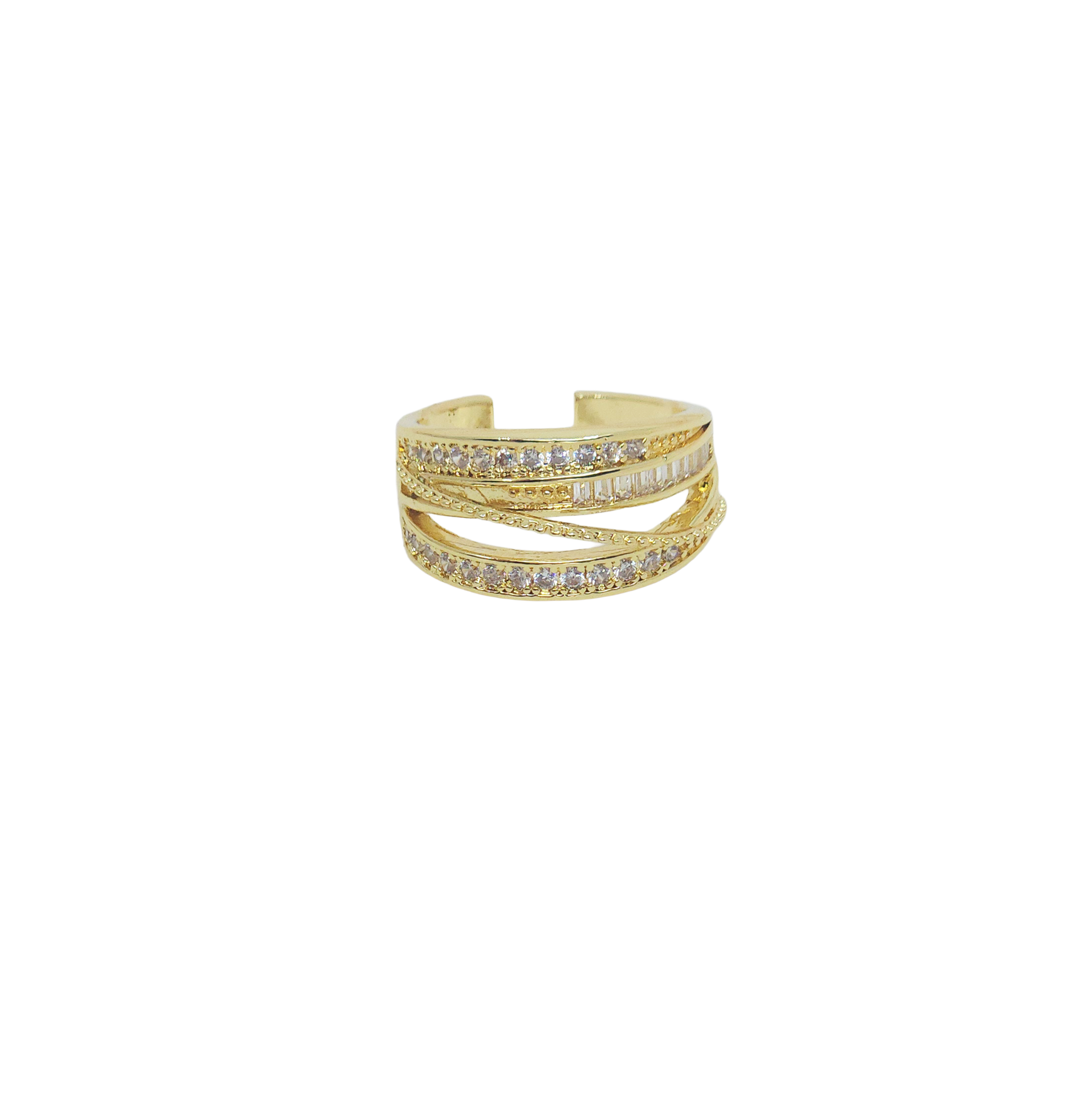 Layered Crystal Band Ring