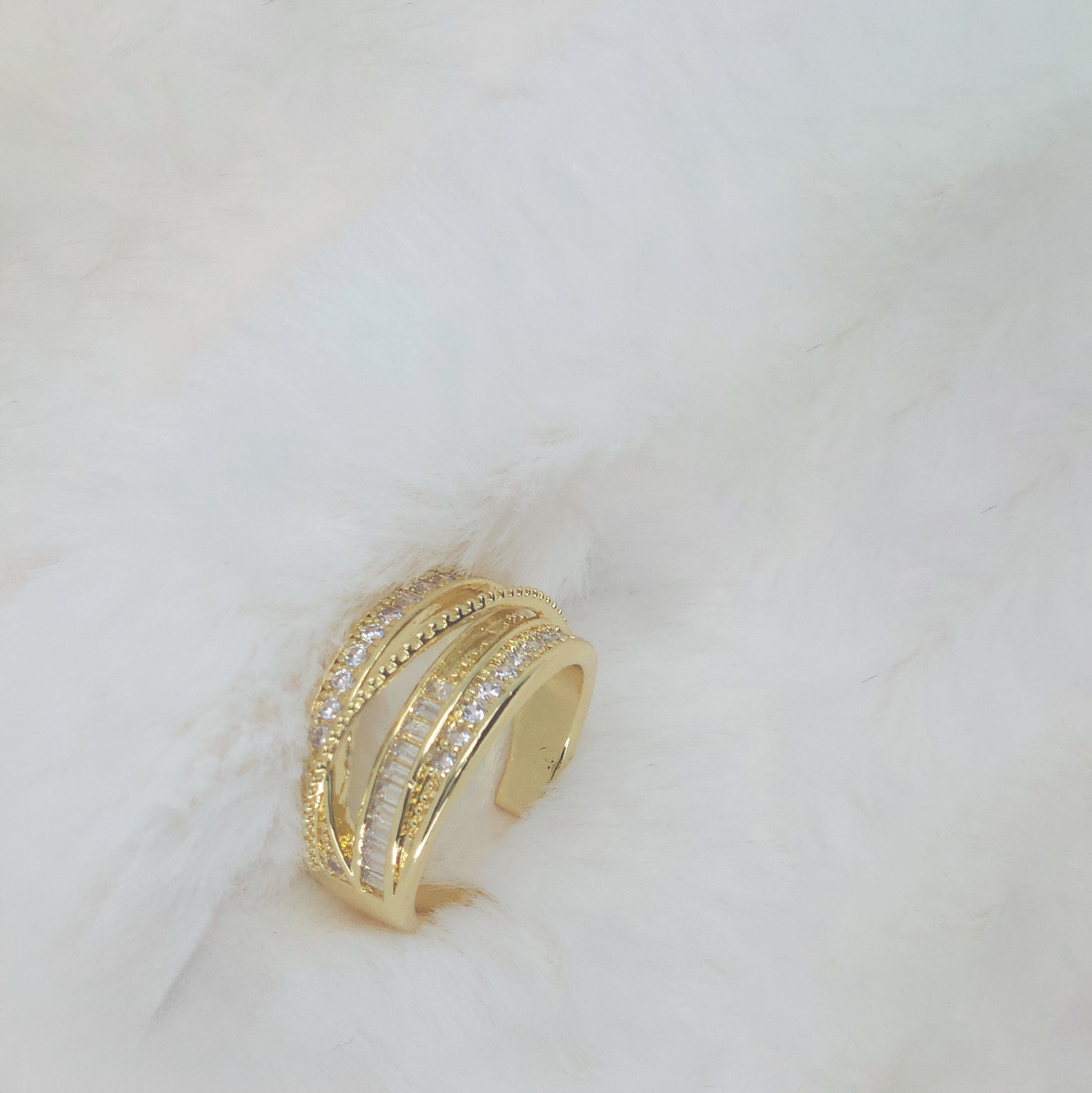 Layered Crystal Band Ring