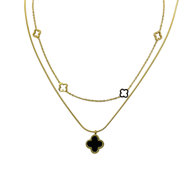 Black Clover Layered Charm Necklace